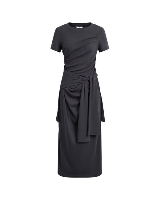 Fabrique Natural Isla Ruched Tie Front T-Shirt Dress