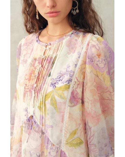 Fabrique Multicolor Yori Handpainted Wavy Ruffle Babydoll Dress