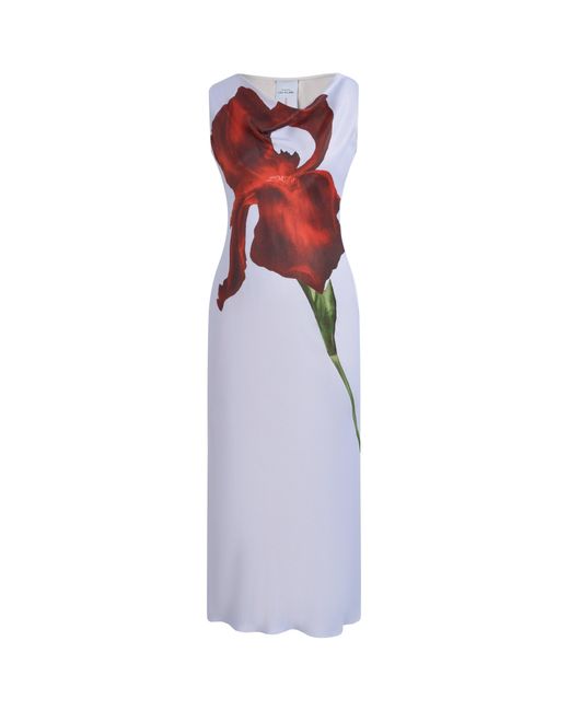 Fabrique Blue Cersei Iris Print Cowl Neck Sleeveless Dress
