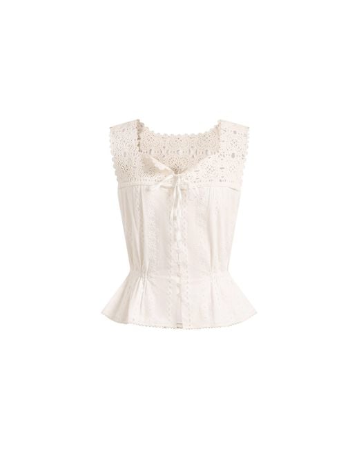 Fabrique Blue Sophia Hand Crochet Cinched Waist Sleeveless Top