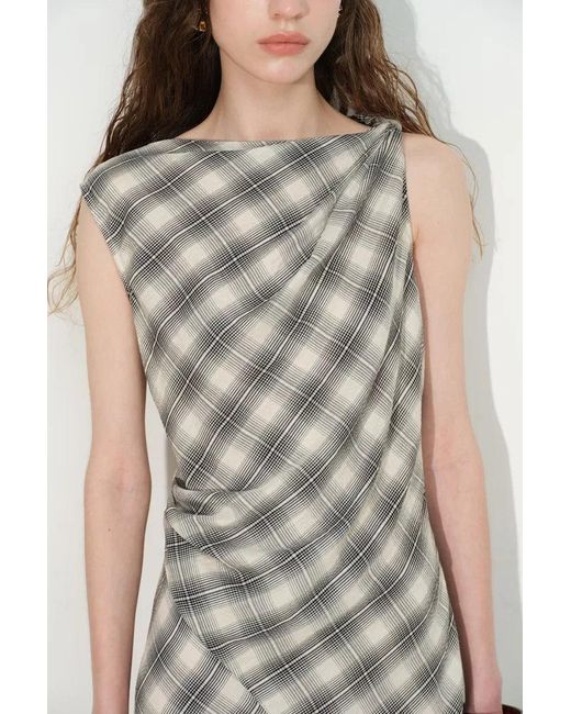 Fabrique Natural Phea Sculpted Plaid Dress