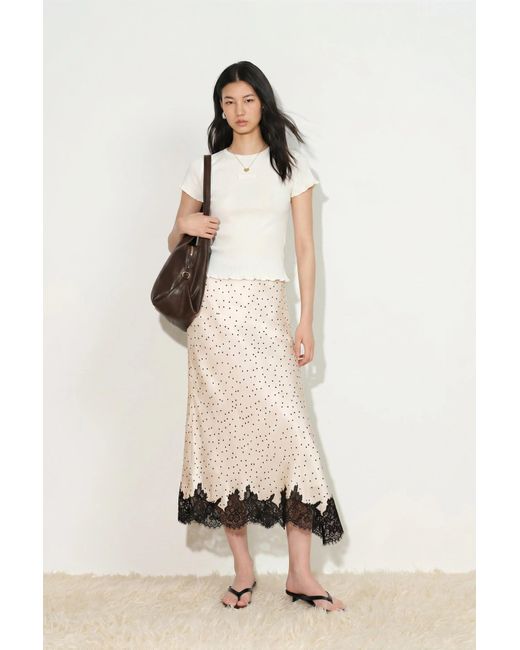 Fabrique Black Sonnet Polka Dot Lace Trim Skirt