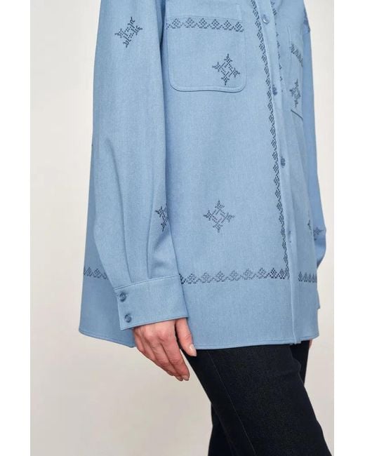 Fabrique Blue Helia Embroidery Shirt