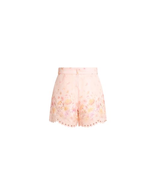 Fabrique Natural Lillian Handpainted Floral Embroidery Belted Shorts