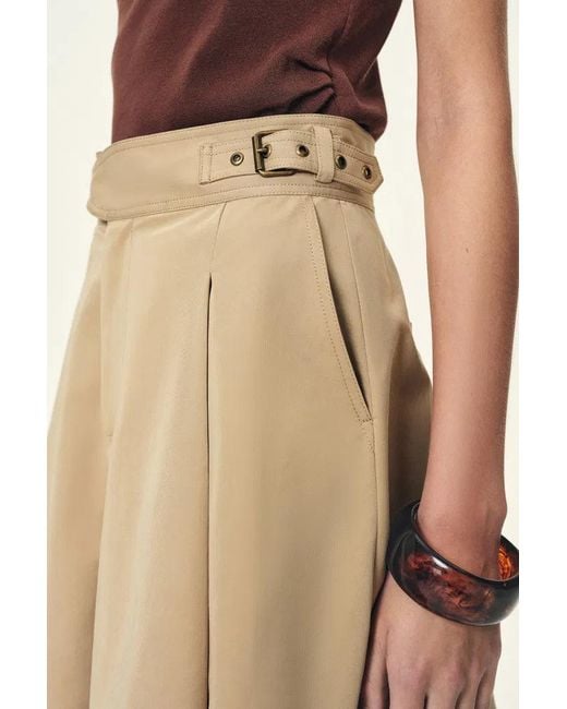 Fabrique Natural Charlotte Pleated Adjustable Waist Buckle A Line Skort