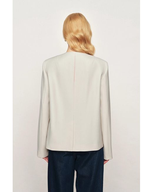 Fabrique Gray Celia Round Neck Suit Blazer