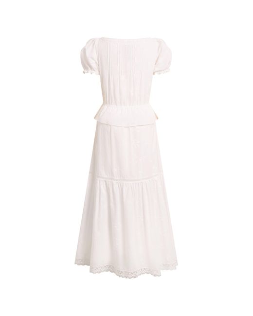 Fabrique Natural Elise Lace Embroidered Puff Sleeve Waist Cinched Dress