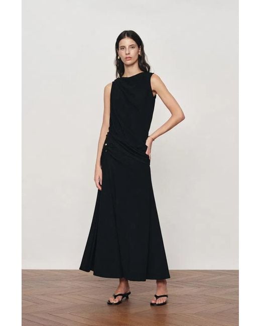Fabrique White Florence Asymmetrical Draped Sleeveless Top And Skirt Set