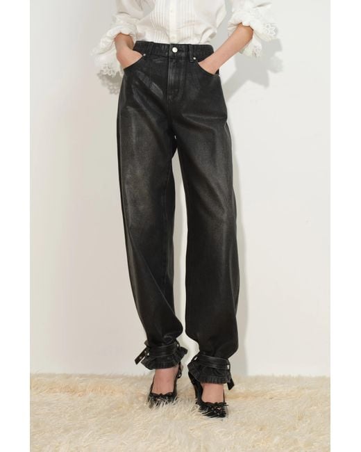 Fabrique Black Lila Cinch Hem Barrel Leg Jeans
