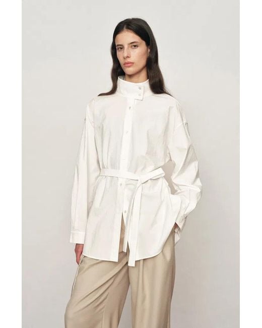 Fabrique Natural Pearl Oversized Belted Shirt Jacket