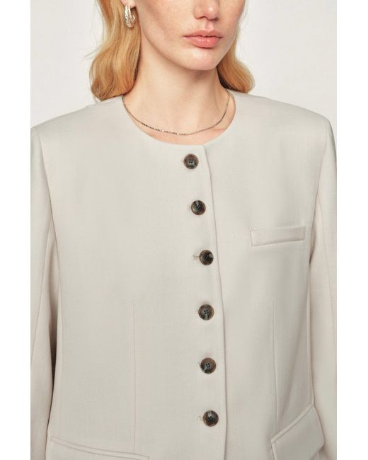 Fabrique Gray Celia Round Neck Suit Blazer