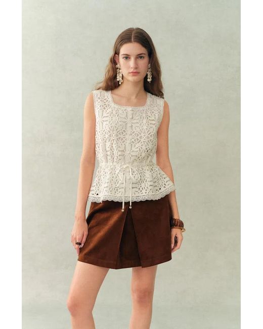 Fabrique Natural Zane Open Knit Drawstring Top