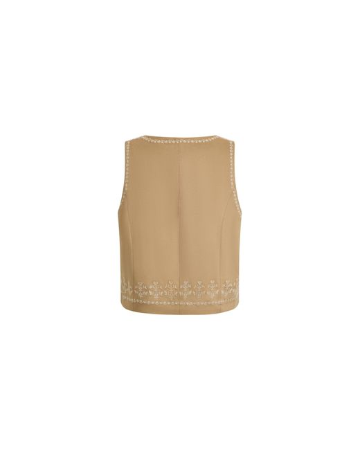 Fabrique Blue Vestsue Faux Embroidered Suede Sleeveless Vest Top