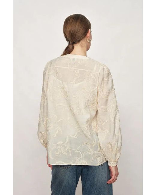 Fabrique Yellow Veyra Embroidered Collarless Shirt