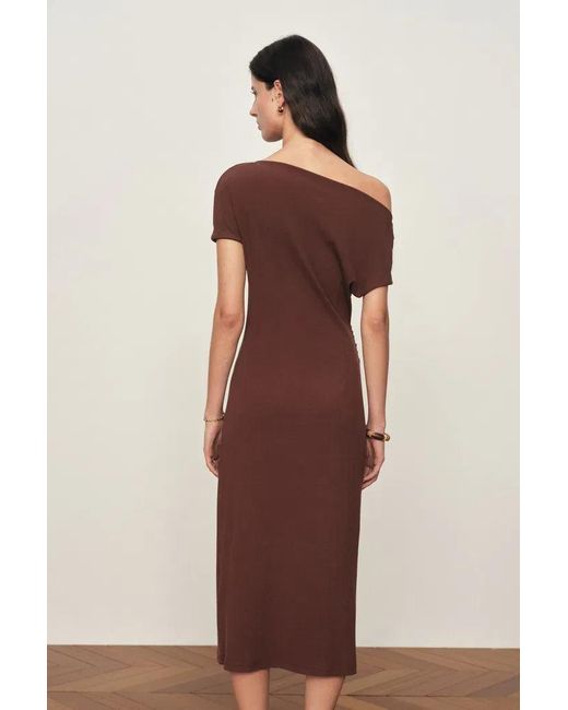 Fabrique Brown Hazel Asymmetric One Shoulder Dress