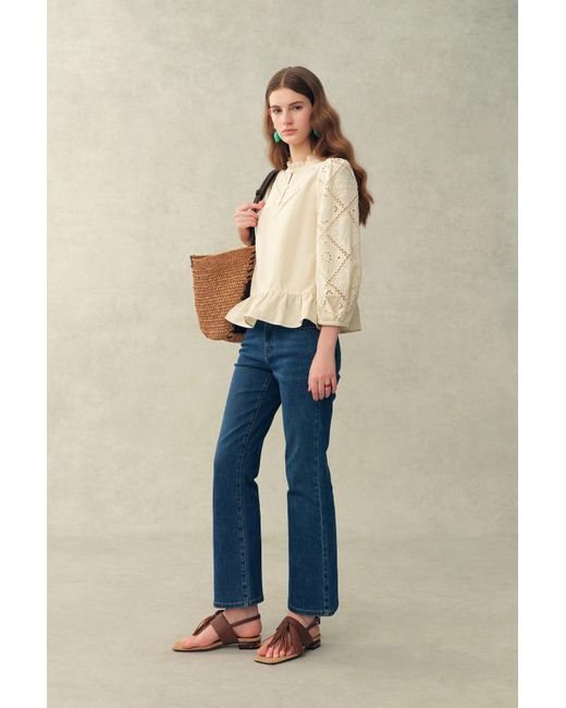 Fabrique Green Nina's Openwork Embroidery Blouse