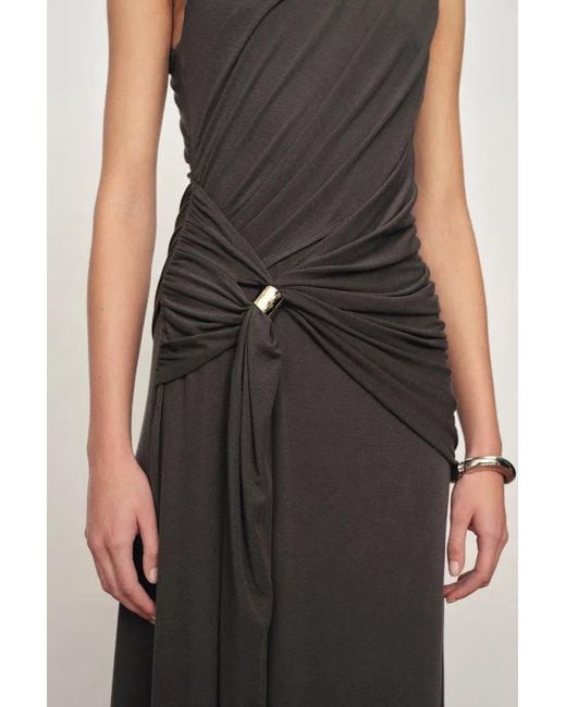Fabrique Natural Delilah Asymmetric Draped Sleeveless Dress