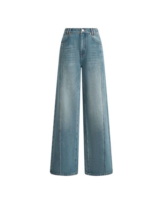 Fabrique Blue Bert Buckle Back Barrel Leg Jeans