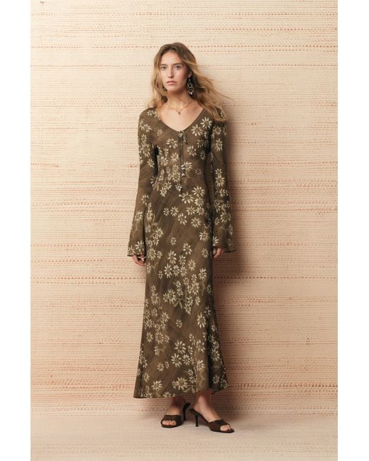 Fabrique Natural Iris Handpainted Floral Dress