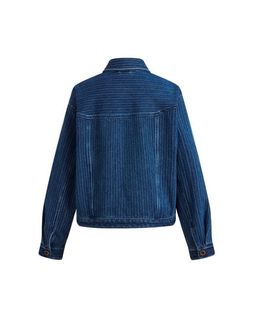 Fabrique Blue Colette Striped Washed Patch Pocket Jacket