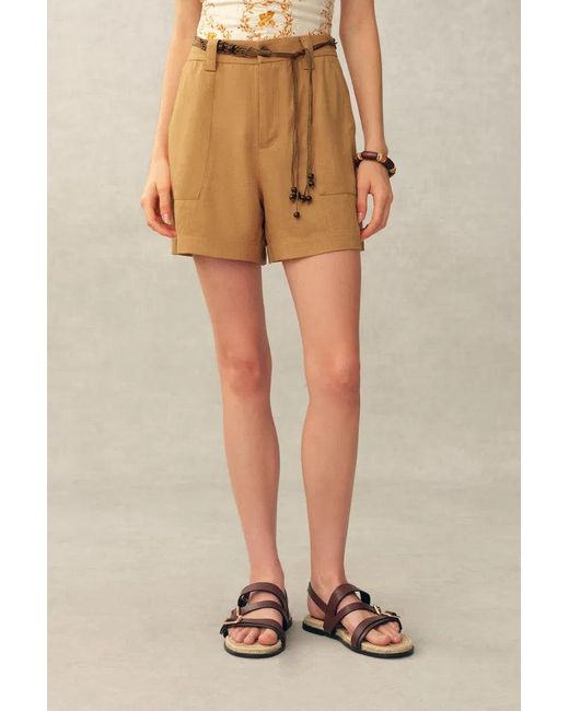 Fabrique Natural Suzane Handwork Stitched Scalloped Trim Sleeveless Top And Shorts Set