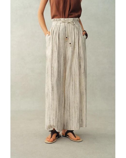 Fabrique Natural Cleo Drawstring Casual Striped Culottes