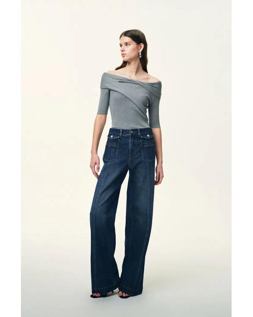 Fabrique Blue Stella Double Pocket Distressed Washed Jeans
