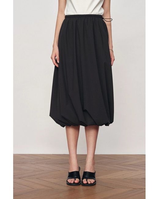 Fabrique Black Cathy Twisted-Seam Bubble Midi Skirt