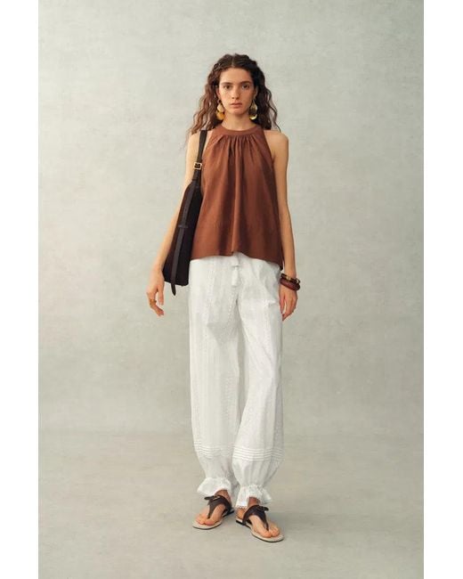 Fabrique White Elsa Pleated Balloon Pants