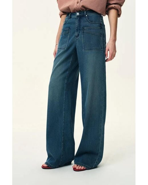 Fabrique Blue Carrie Front Pocket Washed Straight Jeans