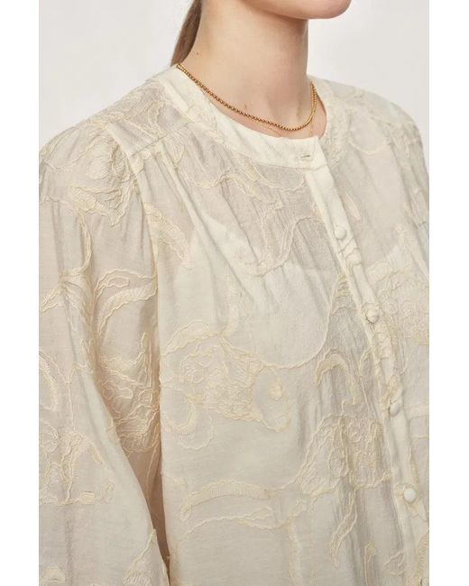 Fabrique Yellow Veyra Embroidered Collarless Shirt