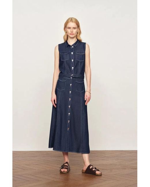 Fabrique Blue Sloane Tencel Denim Vest Top And Skirts Matching Set