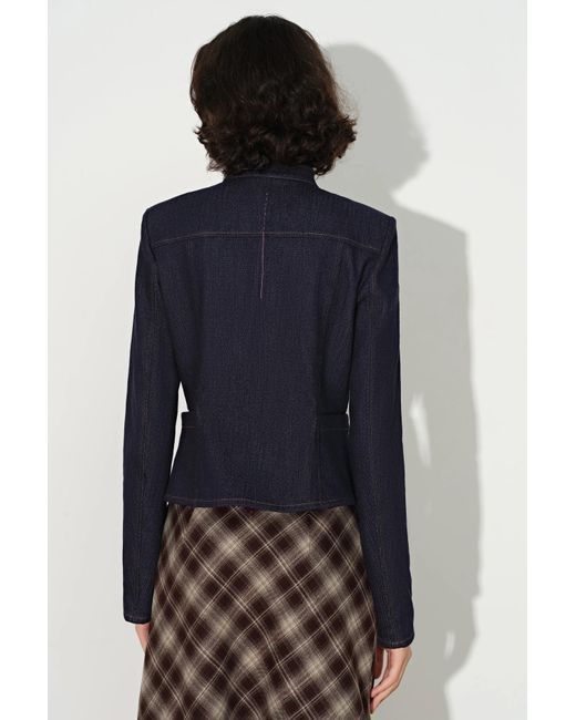 Fabrique Blue Ivy Herringbone Cinched Waist Jacket