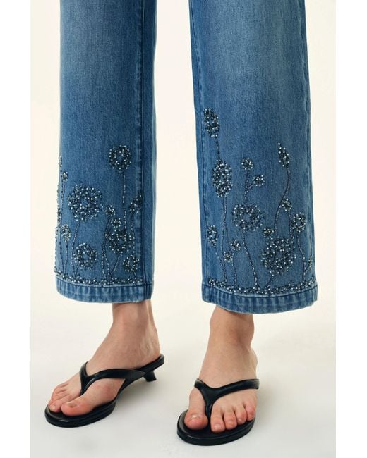 Fabrique Blue Rodeo Embellished Crop Jeans