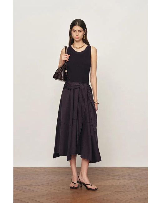 Fabrique Purple Kaia Paneled Waist Tie Sleeveless Dress