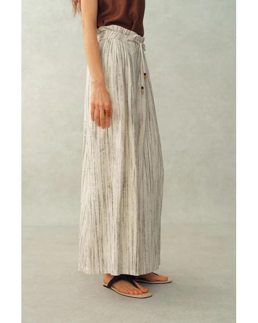 Fabrique Natural Cleo Drawstring Casual Striped Culottes