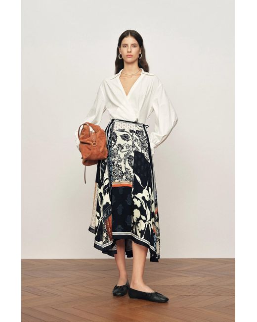 Fabrique Blue Eileen Scarf Panel Skirt