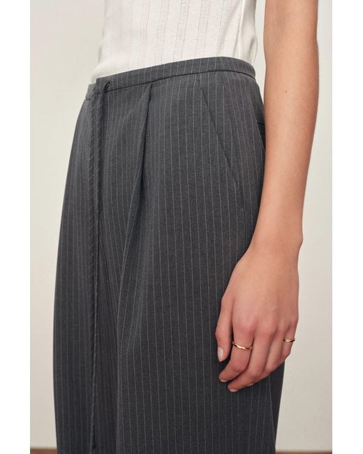 Fabrique Gray Caroline Pinstripe Drawstring Tailored Pants