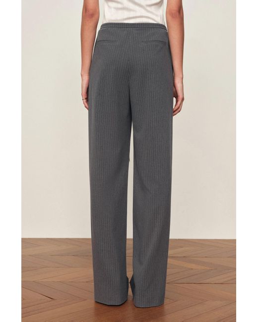 Fabrique Gray Caroline Pinstripe Drawstring Tailored Pants