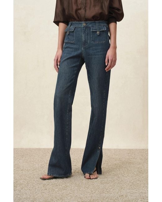 Fabrique Blue Coco Slit Hem Flared Jeans