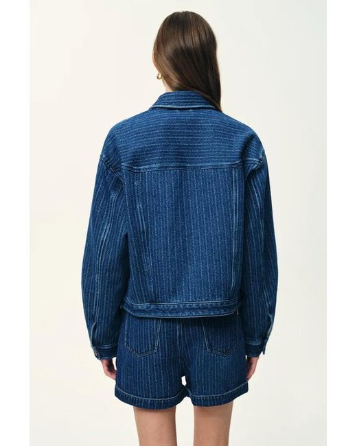 Fabrique Blue Colette Striped Washed Patch Pocket Jacket