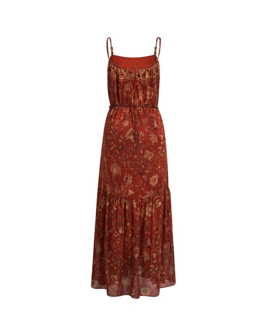 Fabrique Red Jules Handpainted Persian Floral Cami Dress