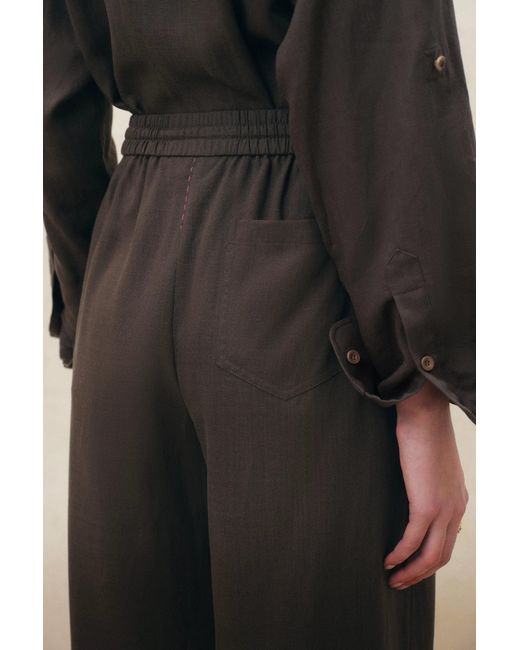 Fabrique Black Faye Drawstring Wide Leg Pants