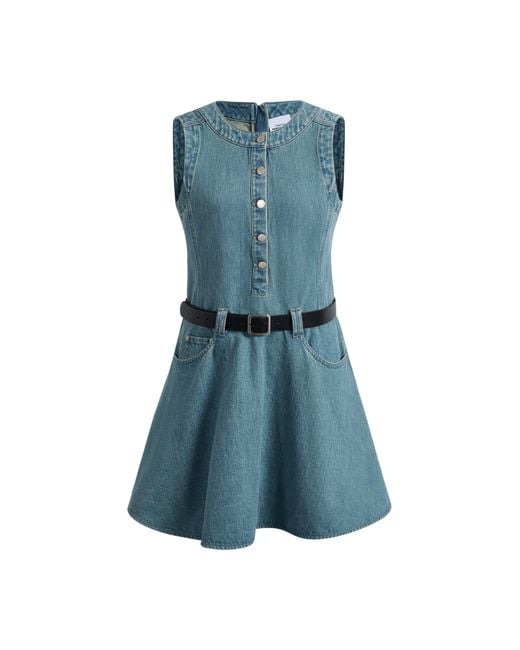 Fabrique Blue Lisa Lower Waist Belted Sleeveless Dress