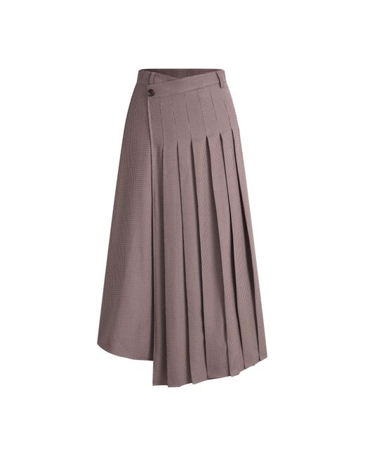 Fabrique Multicolor Grace Pleated Wrap Houndstooth Skirt