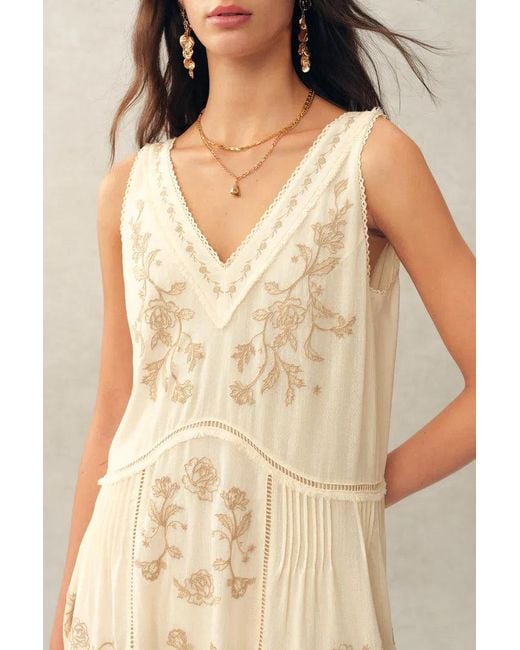 Fabrique Natural Aurelia Floral Lace Embroidery Sleeveless Dress