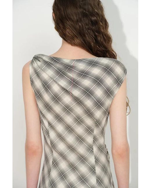Fabrique Natural Phea Sculpted Plaid Dress