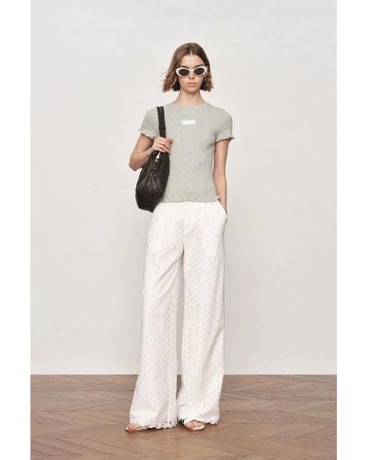 Fabrique Pink Eliana Cutwork Embroidery Wide Leg Pants