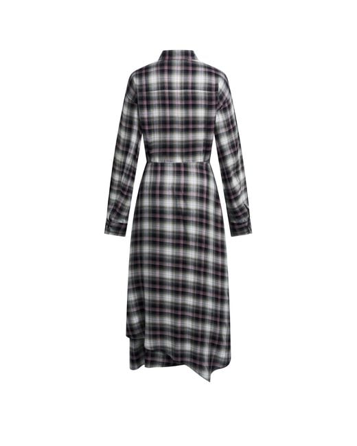 Fabrique Multicolor Lea Detachable Wrap Plaid Shirt Dress