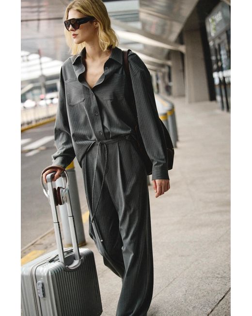 Fabrique Black Isabella Pinstriped Shirt